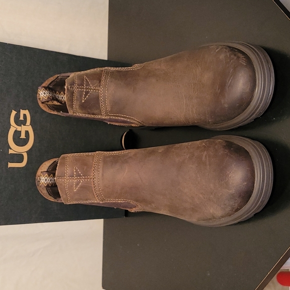 UGG Biltmore Chelsea Brown Leather Chukka Boots 8.5M - Picture 3 of 9